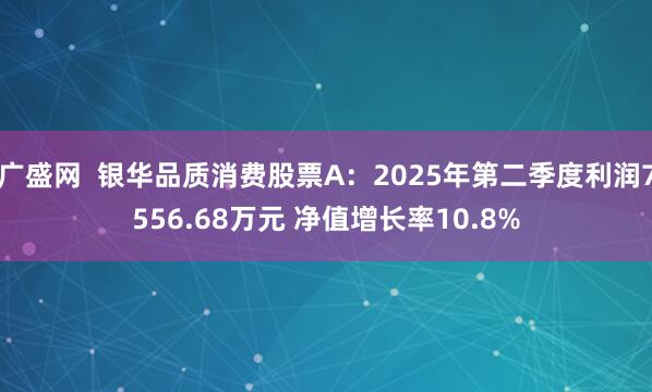 广盛网  银华品质消费股票A：2025年第二季度利润7556.68万元 净值增长率10.8%